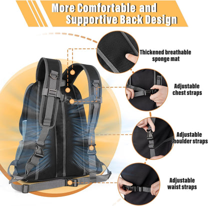 Dog Front Carrier Backpack, Adjustable Breathable Pet Carrier for Small Dogs, Ventilated Puppy Back Pack with Safety Belt, Lightweight Doggy Backpack for Hiking Outdoor (Black, M: 4.5-9 Lbs)