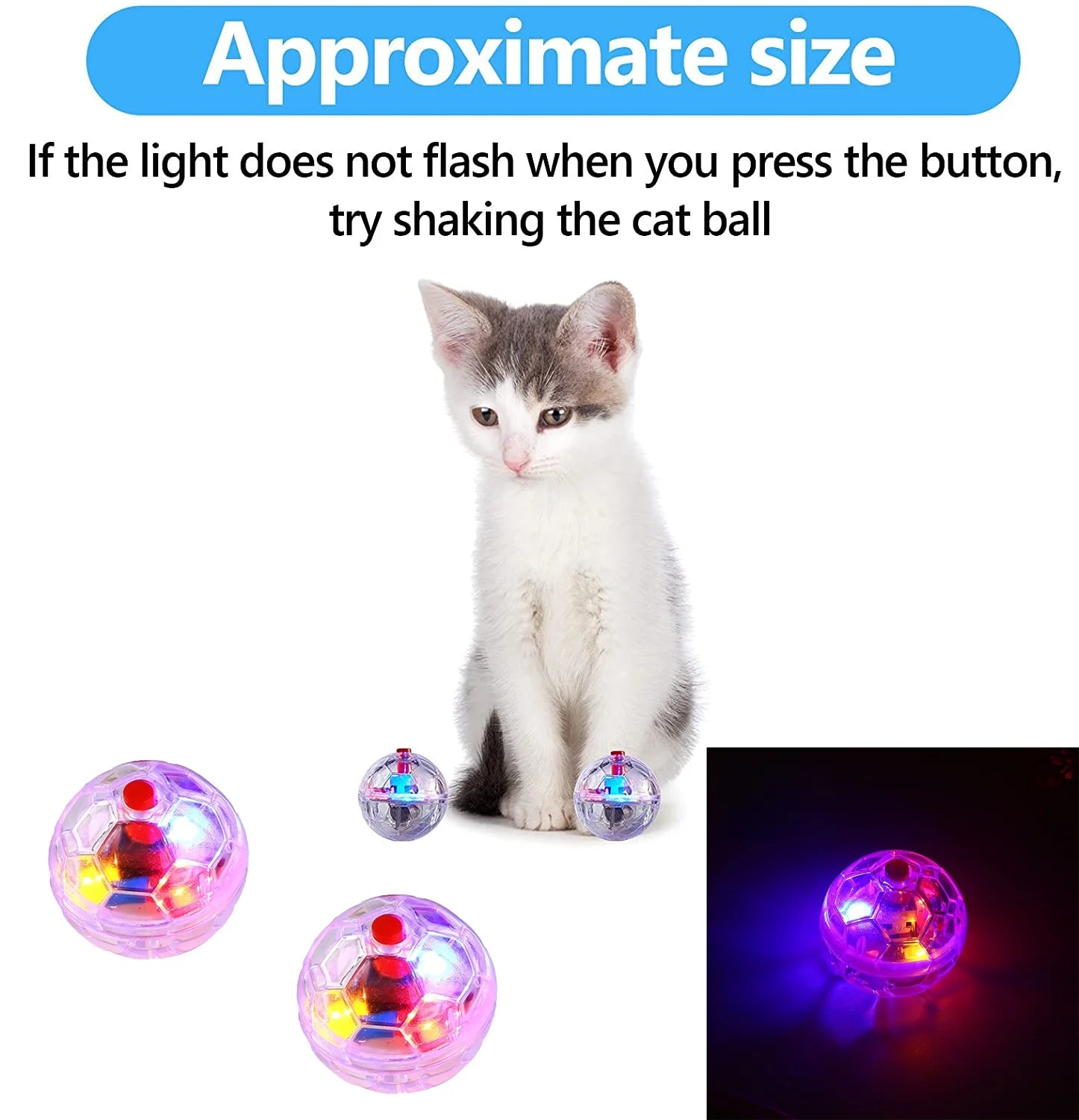4Pcs Motion Light up Ghost Hunting Cat Ball for Cats Motion Activated Cat Ball with LED Light Pet Interactive Toy Animal Activity Toy