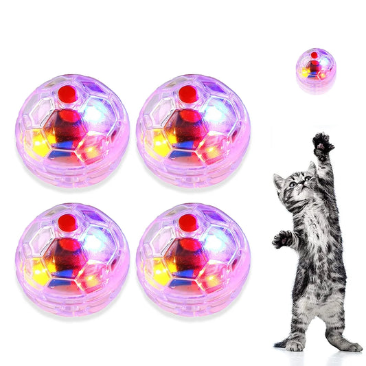 4Pcs Motion Light up Ghost Hunting Cat Ball for Cats Motion Activated Cat Ball with LED Light Pet Interactive Toy Animal Activity Toy