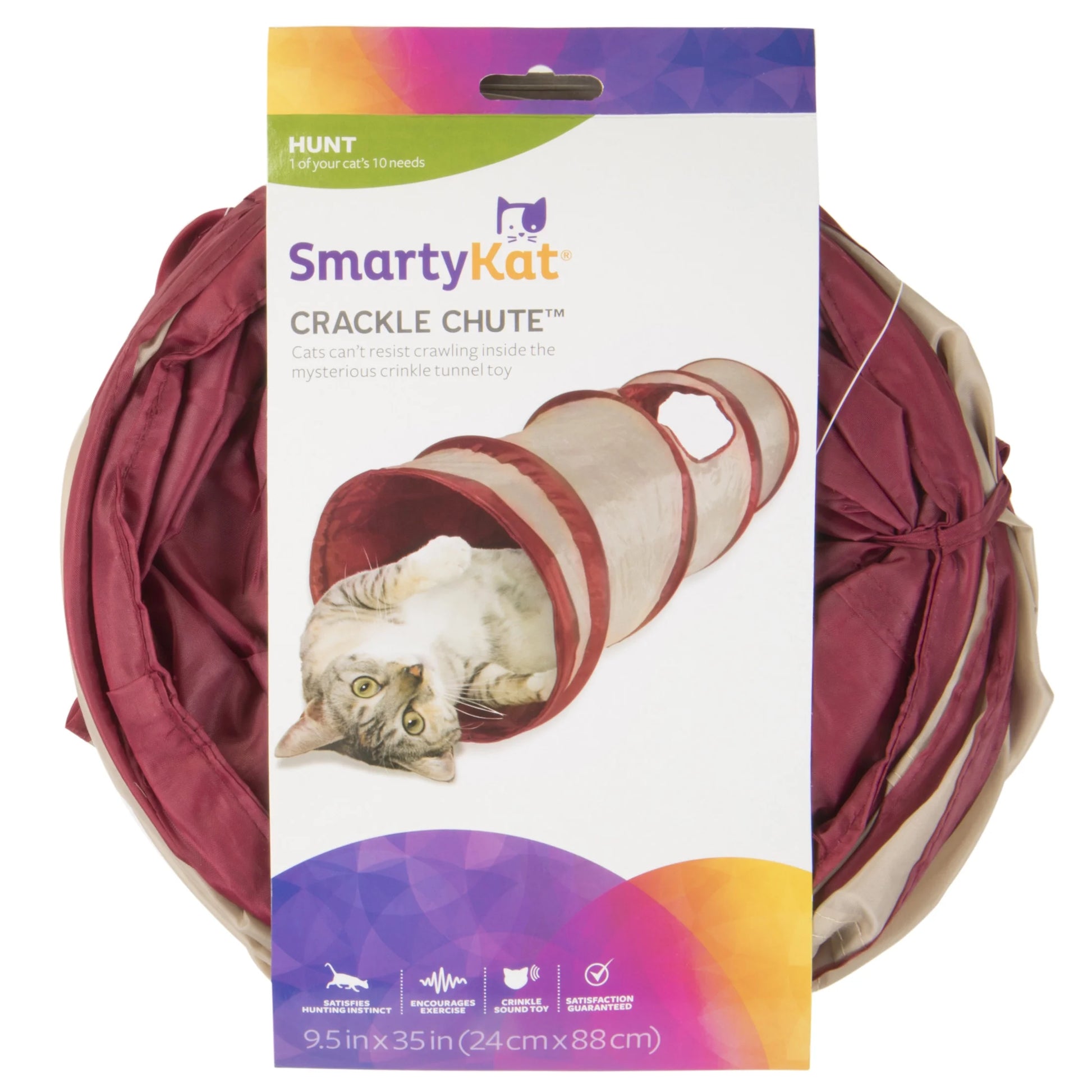 Crackle Chute Collapsible Tunnel Cat Toy with Crinkle Sound & Peek-A-Boo Window