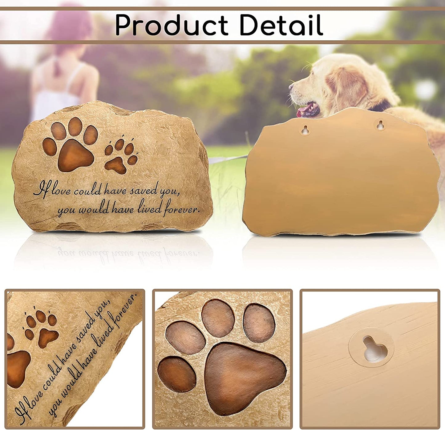 Pet Memorial Stone Pet Memory Stepping Stone Cat Dog Headstone Garden Memoria...