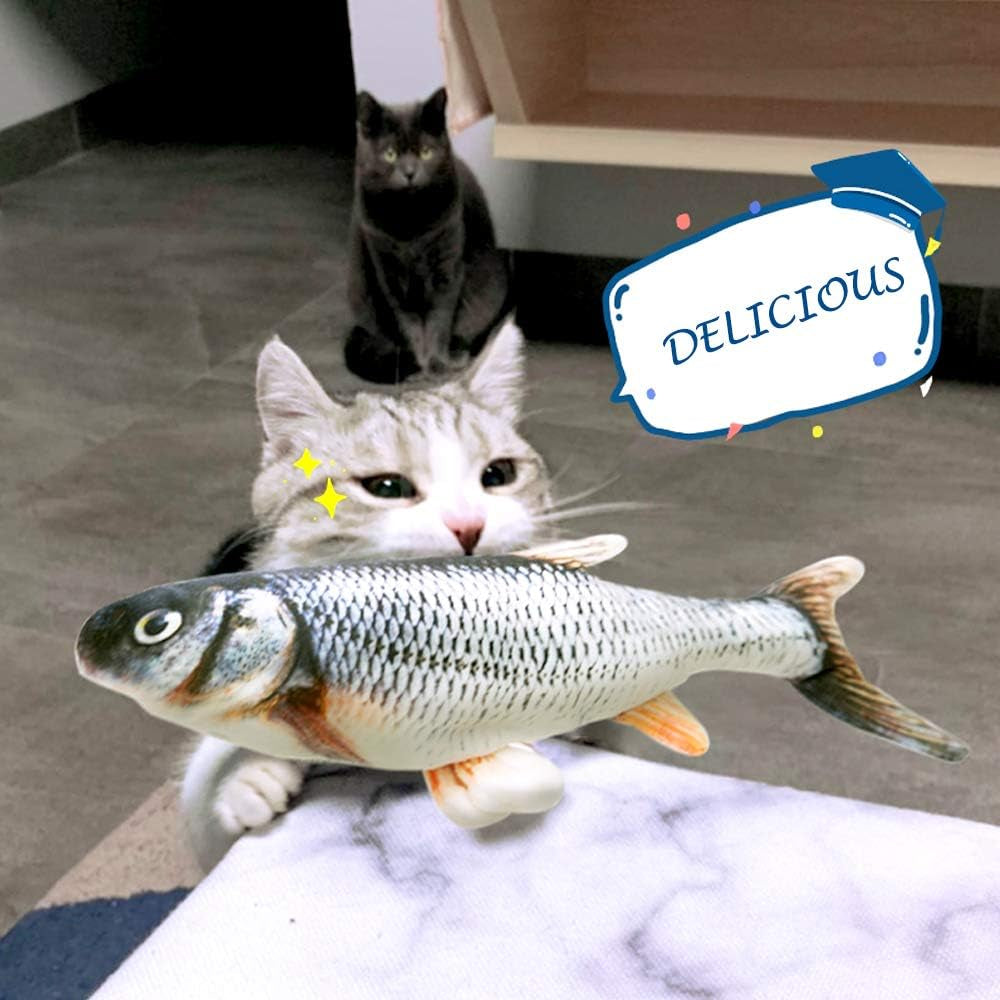 Floppy Fish Cat Toy, Moving Fish Toy for Cats, Interactive Flopping Cat Kicker Fish Toy, Dancing Wiggle Fish Catnip Toys, Electric Realistic Funny Flipping Catfish Toy for Cat (One Pack, Catfish)