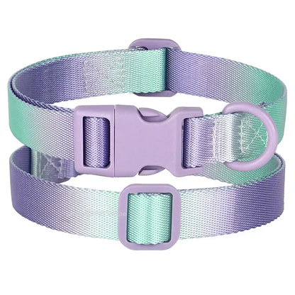 Nylon Dog Collar Adjustable Cat Small Dog Collars Gradient Pet Necklace Fashion Collars Accessories for Small Medium Large Dogs