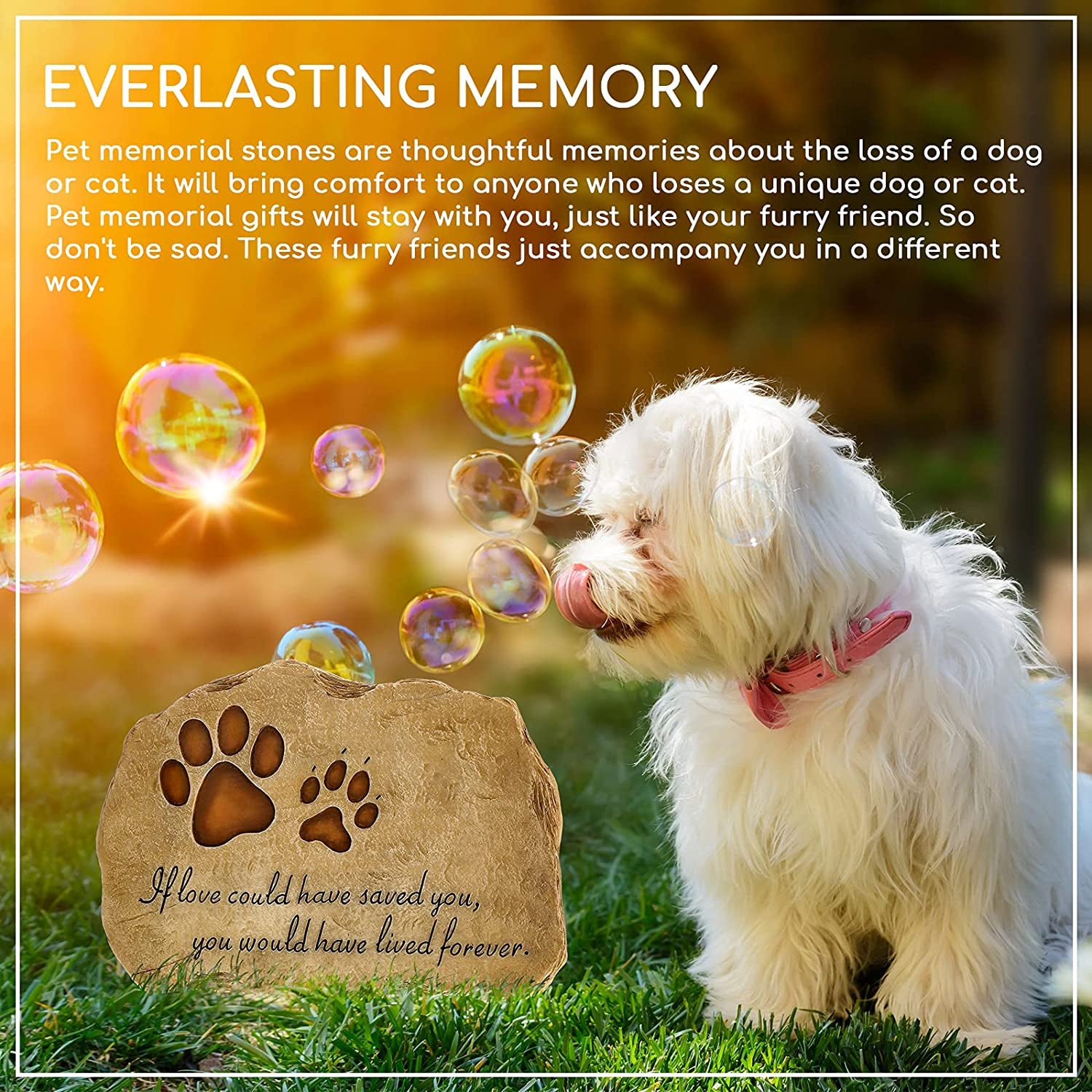 Pet Memorial Stone Pet Memory Stepping Stone Cat Dog Headstone Garden Memoria...