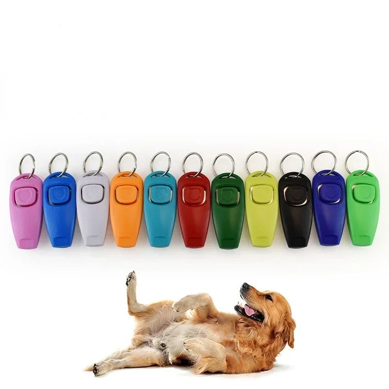2 in 1 Pet Dog Clicker Dog Training Whistle Clicker Dog Trainer Puppy Stop Barking Training Aid Tool with Key Ring Pet Supplies