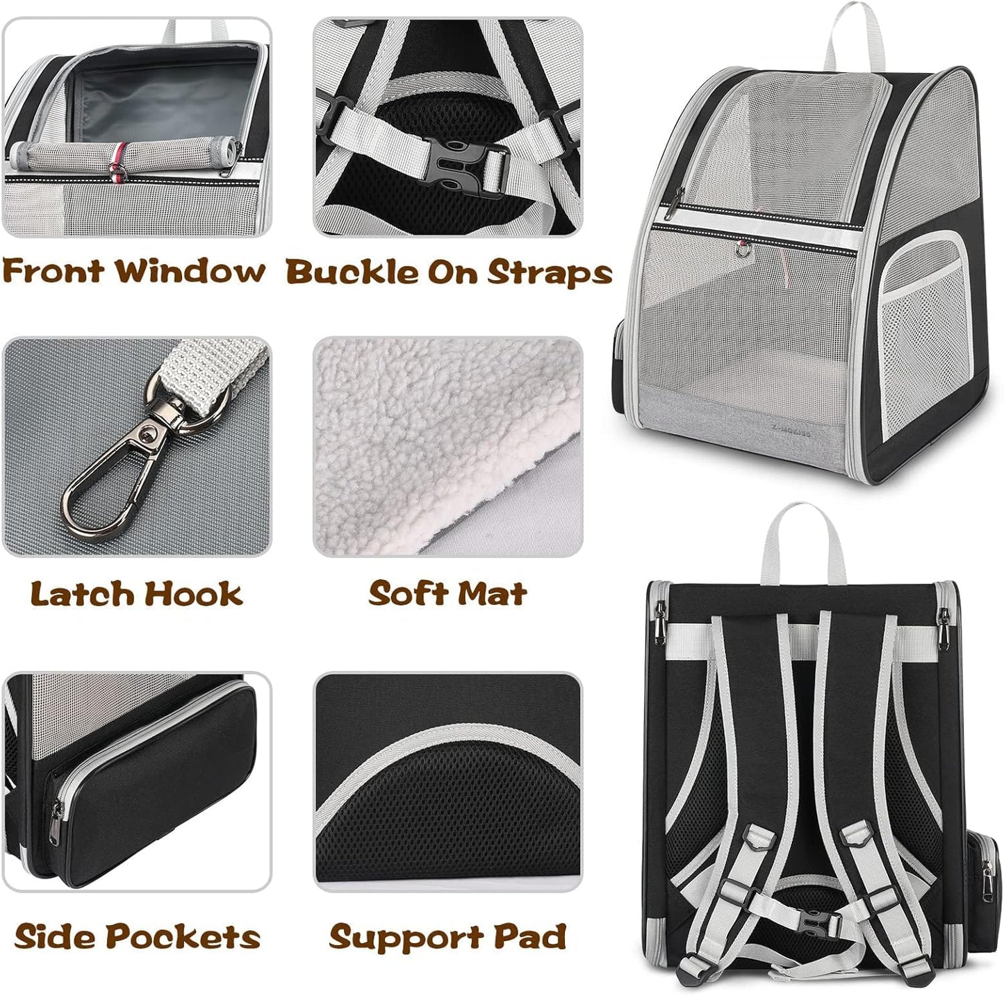 Cat Backpack, Pet Carrier Backpack for Medium Small Cats Dogs, Airline Approved Collapsible Ventilated Safety Strap Buckle Support Design,  Pet Backpack for Travel, Hiking, Walking Outdoor