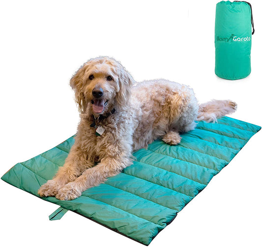 Portable Pet Mat - 46.5 X 33 Inch Cat and Dog Mat for Crate Bed, Dog Cage, Fireside or Camping! Waterproof Dog Beds for Medium Dogs and Small Dogs. Large Dog Bed with Storage Carry Bag