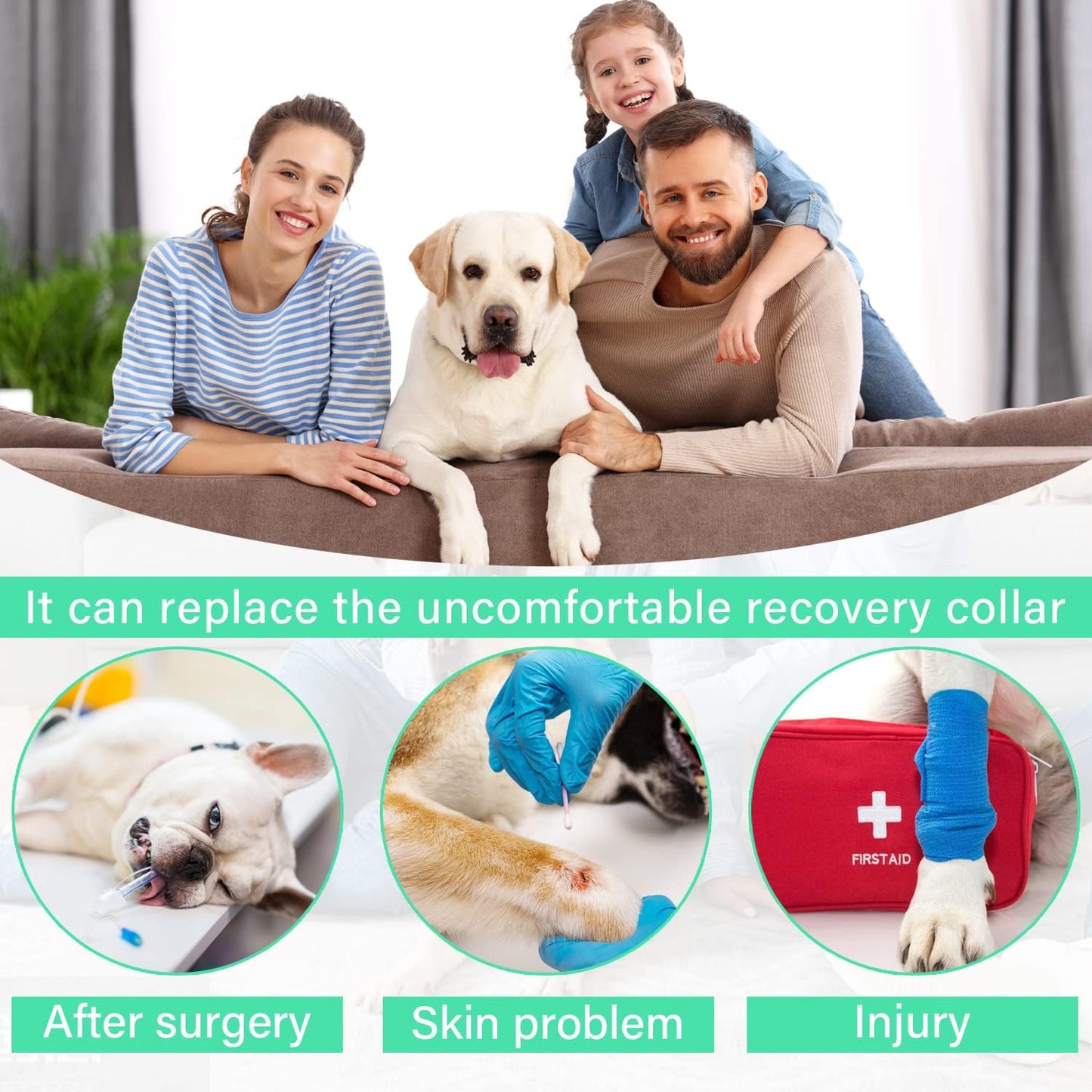Recovery Onesie for Female & Male Dogs - Anti-Licking Work-Out Suit Post-Surgery, Fresh Blue/X-Small