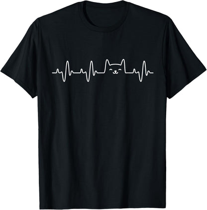 Cat Heartbeat Love Cats Women'S Girls Cat Lover T-Shirt