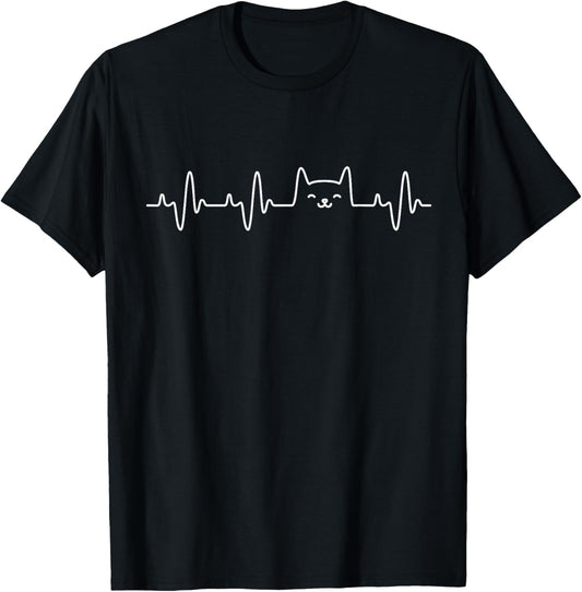 Cat Heartbeat Love Cats Women'S Girls Cat Lover T-Shirt