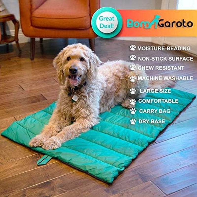 Portable Pet Mat - 46.5 X 33 Inch Cat and Dog Mat for Crate Bed, Dog Cage, Fireside or Camping! Waterproof Dog Beds for Medium Dogs and Small Dogs. Large Dog Bed with Storage Carry Bag