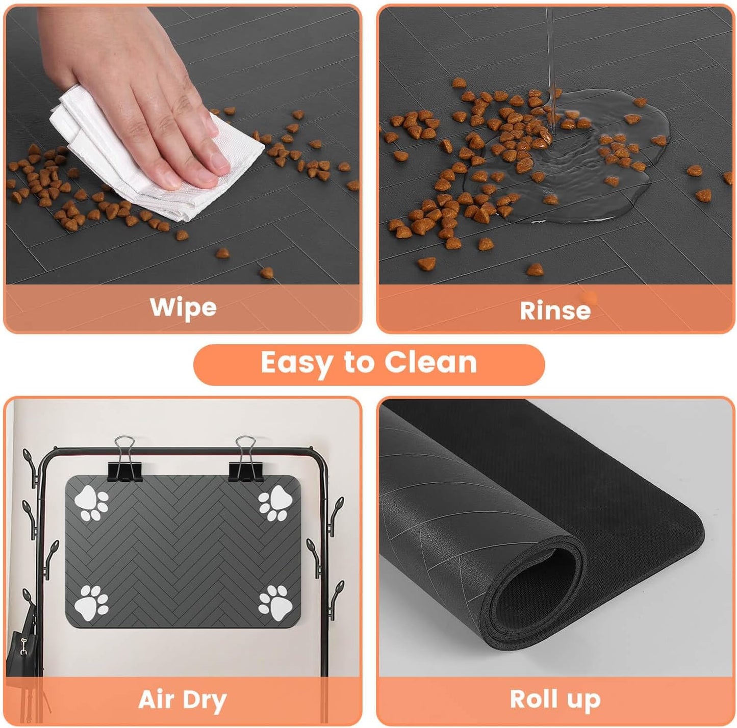 Pet Feeding Mat-Absorbent Pet Placemat for Food and Water Bowl, with Waterproof