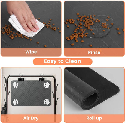 Pet Feeding Mat-Absorbent Pet Placemat for Food and Water Bowl, with Waterproof